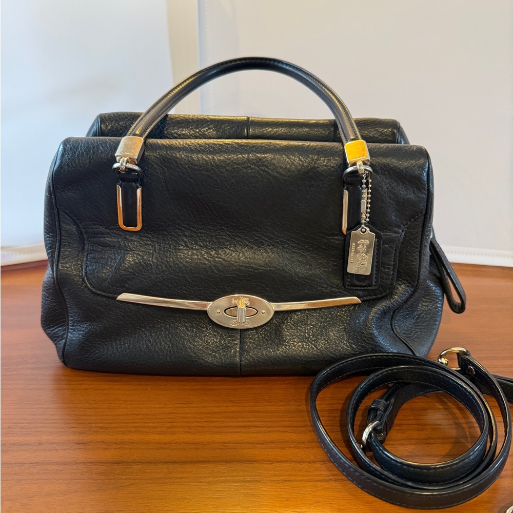 Coach Madison Madeline Easy West Satchel Shoulder Strap Gold Turn Lock Handbag